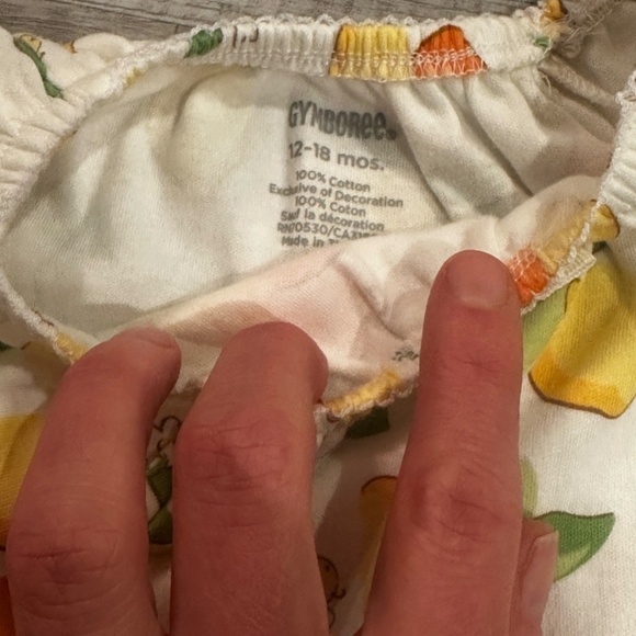 NWT Gymboree lemon/ citrus pattern sleeveless cotton baby onesie 12-18 months - Picture 5 of 6